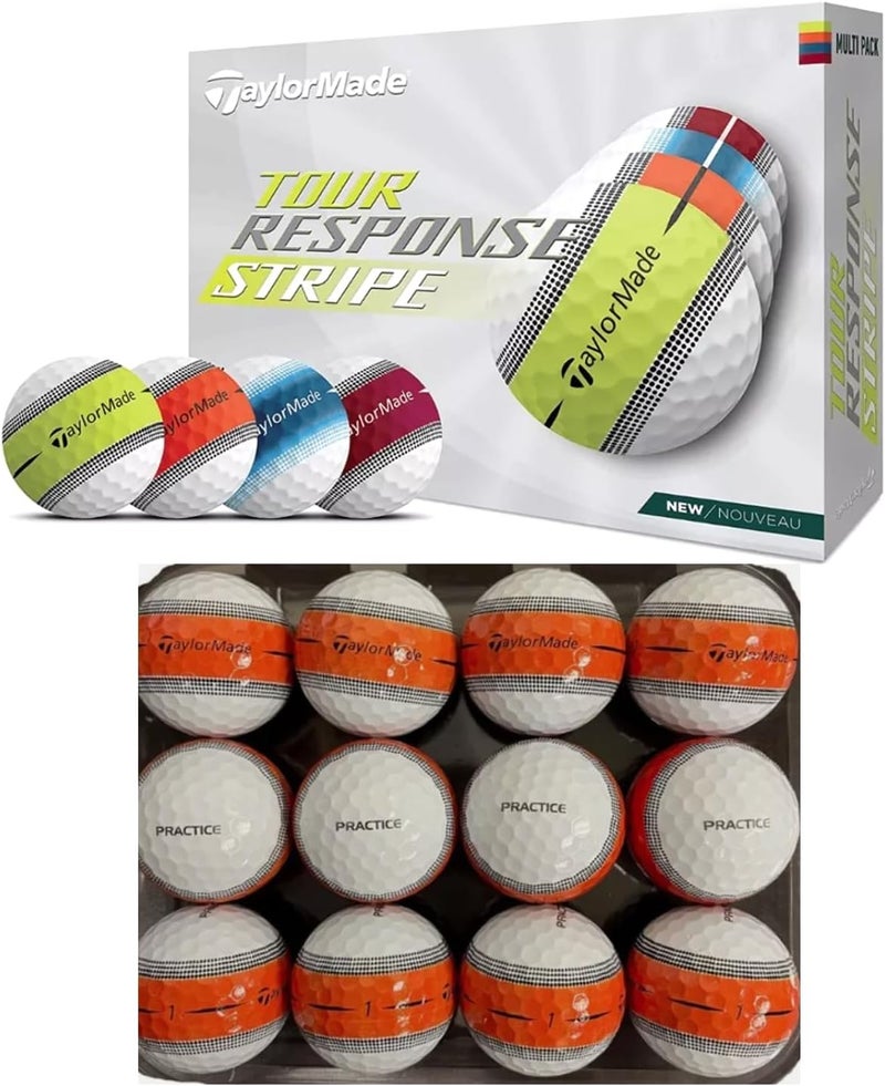 TaylorMade Tour Response Stripe Practice Golf Balls (Bagged - No Box) - 12-Balls - Image 1